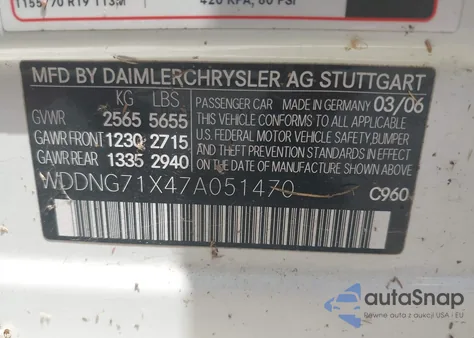 2007 Mercedes-Benz S 550 from USA, damaged, VIN WDDNG71X47A051470